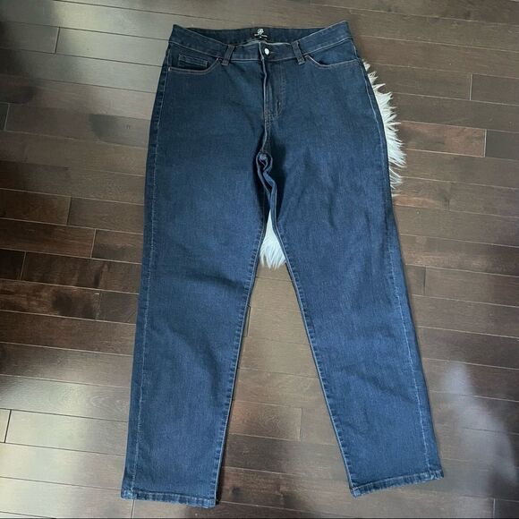 Pink Tartan Straight Leg Dark Denim Jeans Sz 10 - Picture 2 of 13